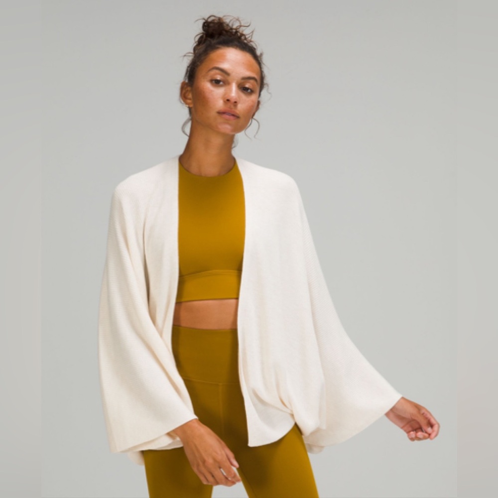 Lululemon Cashlu Knit Textured Wrap, XS/S, Heathered White Opal